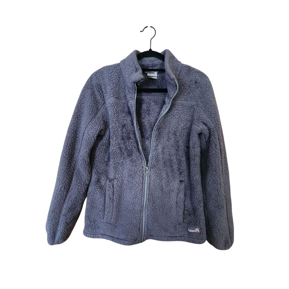 Avalanche Womens Grey Full-Zip Sherpa Fleece Jacket Size S